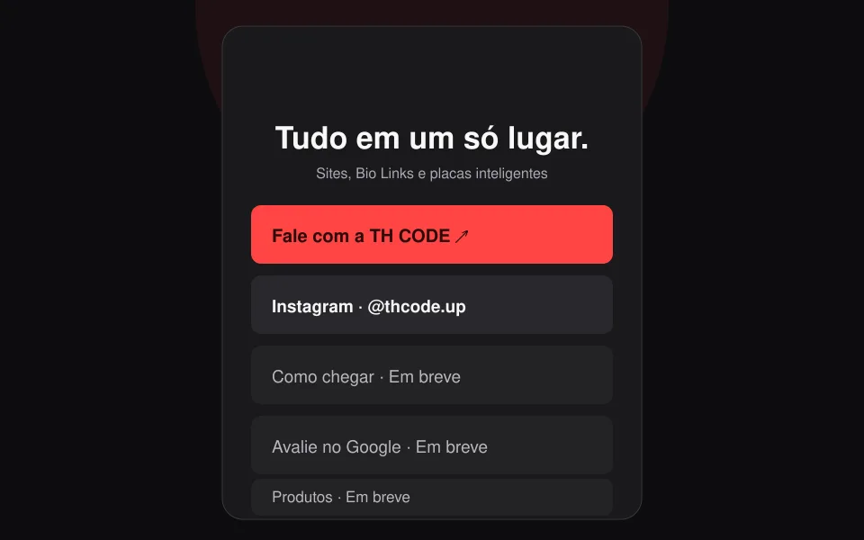 Prévia de Bio Link TH CODE com acessos em uma página