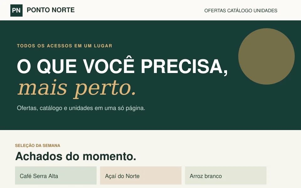 Prévia de catálogo demonstrativo com busca, categorias e unidades