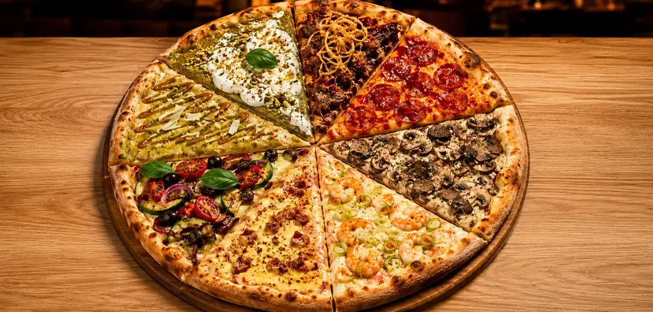 Pizza artesanal com vários sabores